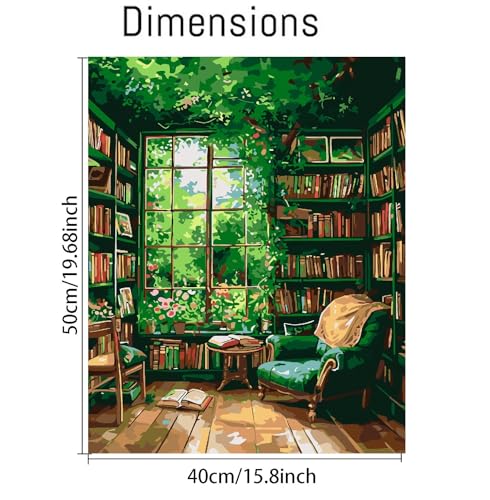 Clendo Paint by Number for Adults Beginners, Study Room Adults Paint by Numbers Kits on Canvas, DIY Oil Painting Acrylic Paints for Home Wall Art Decor(16x20inch) - color: MT19944, size: Frameless
