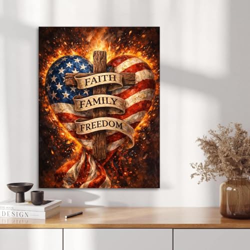 Patriotic Diamond Painting Kits for Adults, American Diamond Art for Adults | Full Round Drill Paint by Diamond, American Flag Diamond Art Painting, Gem Arts and Crafts for Adults Beginners 12x16 Inch - color: Amercian Heart