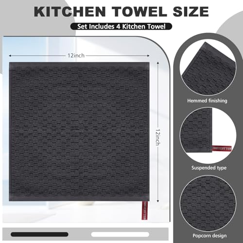 Washcloths Set, 4-Pack Cotton Wash Cloths, 12x12 Inch, White/Grey - color: White and Grey 4 Pack