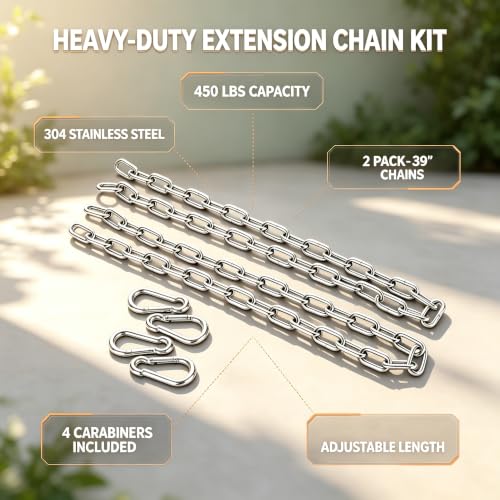 2 Pack Extension Chain for Porch Swing Frame Hammocks Stand, 39" Length - size: 39 in x 2pc