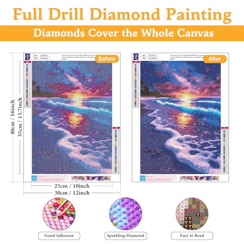 Okarina Diamond Art Kits for Adults & Beginners, Beach Diamond Painting Kit | 5D Full Drill Gem Art with Starry Sky, Round Diamond Dots, Home Wall Decor & Gift, 12 x 16 Inch - color: HMDPUS-26109
