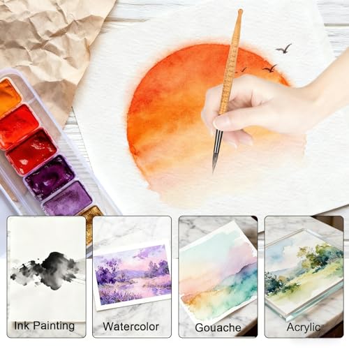 Round Watercolor Brush Size 8 - Squirrel Hair Brush for Broad Strokes, Washes & Backgrounds - Hand-Carved Handle for Watercolor, Acrylic & Gouache - size: Size 8