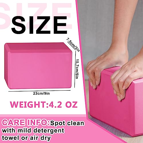 Honoson 20 Pcs Yoga Blocks Bulk 9''x6''x3'' High Density EVA Foam Blocks for Exercise Pilates Meditation, Lightweight Non-slip Surface, Improve Strength Balance Flexibility - color: Rose Red