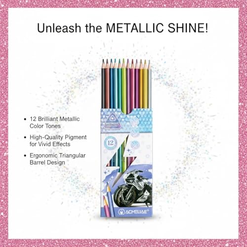 Colored Pencils Set, Neon, Pastel, Classic, Metallic, Skin Tone, Pre-Sharpened Coloring Pencils for Adults, Kids Beginners, Drawing, Sketching, Shading, Blending, Art Supplies (Metallic Color) - color: Metallic Color