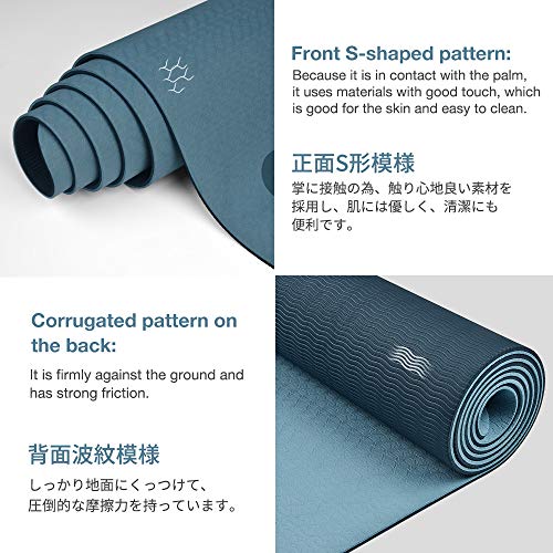 Gruper Yoga Mat Non Slip, Eco Friendly Fitness Exercise Mat with Carrying Strap,Pro Yoga Mats for Women,Workout Mats for Home, Pilates and Floor Exercises - color: Grey Blue / Black, size: 0.31*24*72 Inches