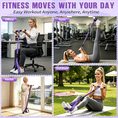 Upgraded Durable Pedal Resistance Band with Handle, 75LBS Adjustable 3 Tube Foot Pedal Device Puller Exercise Bands for Core, Abs, Waist, Legs, Arms, Sit Up Exercise Equipment for Women