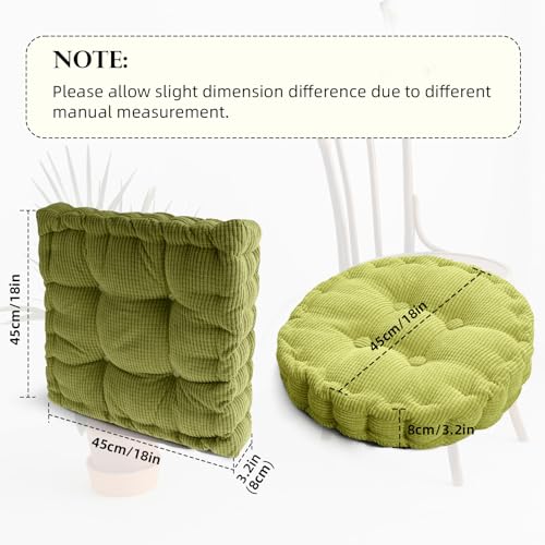 Purple 2 Pcs Large Square and Round Floor Pillow Cushion for Adults | Corduroy Meditation Pillows for Sitting on Floor, Soft Seat Cushion for Board Games or Yoga, 18x18 Inches - color: Purple