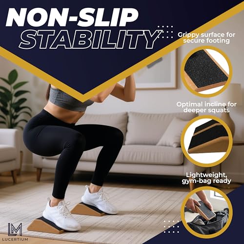 Squat Wedge Block Set 2 PCS with Bands, Jump Rope & Carry Bag