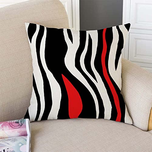 TSSOHU Throw Pillow Cover Geometric Black and White Red Abstract Line Decorative Pillow Case Home Decor Square 18x18 Inches Pillowcase - color: Tss35