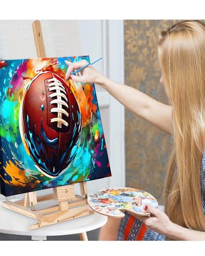 Blissroot Framed Paint by Numbers Kit for Adults Beginner &Kids Ages 8-12, 12x12inch American Football Paint by Numbers with Frame,Large Sports Paint by Number Framed Canvas (Without Easel) - color: BR012F, size: 12"x12"