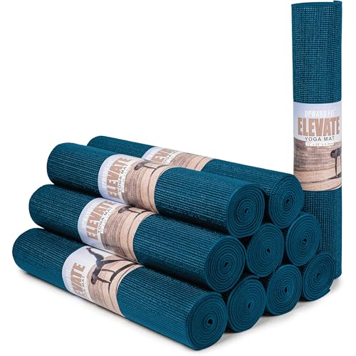 Elevate Bulk Extra Long Yoga Mats, 10 Pack, 72x24in | Bulk Non Slip Exercise Mats for Workout, Stretching, Fitness - Wholesale Non Toxic Gym Mats for Home, Schools and Studios - color: Teal