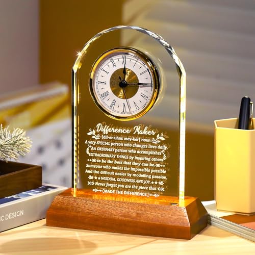 Ornalrist Difference Maker Gifts for Men Women Appreciation Crystal Clock - color: Difference Maker