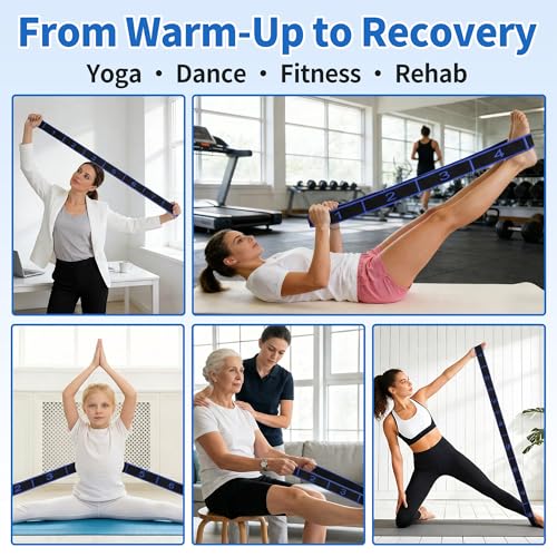 Stretch Strap, Yoga Stretching Band, Elastic Stretching Strap, Yoga Stretch Strap with 8 Loops, for Effective Stretching - color: Blue