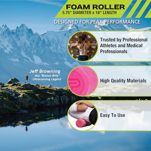 Pro-Tec Athletics Foam Roller, Deep Tissue Massage Roller for Recovery, Therapy, Flexibility, Circulation, and Muscle Release - size: Hollow Core Pink, 5.75" x 18"