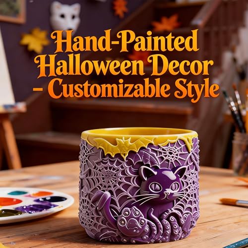 Gothic Cat Epoxy Resin Molds, 3D Halloween Silicone Candle Molds | Spooky Spiderweb Resin Casting Molds for Concrete, Makeup Brush Holder, Planter, Candle Holders, Plaster, Gifts, Home Decor - color: Cat Resin Mold