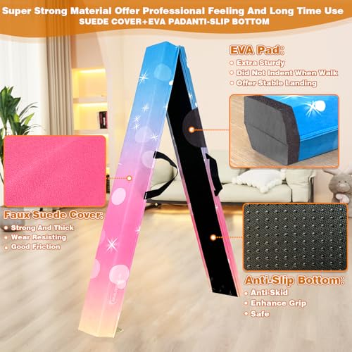 Marfula 6 FT / 8 FT / 9 FT Folding Gymnastics Beam Foam Balance Floor Beam - color: Bubble Rainbow, size: 9 Ft
