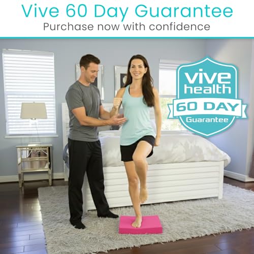 Vive Balance Pad - Foam Large Yoga Mat Trainer for Physical Therapy, Stability Workout, Knee and Ankle Exercise, Strength Training, Rehab - Chair Cushion for Adults, Kids, and Travel - color: Zen Pink
