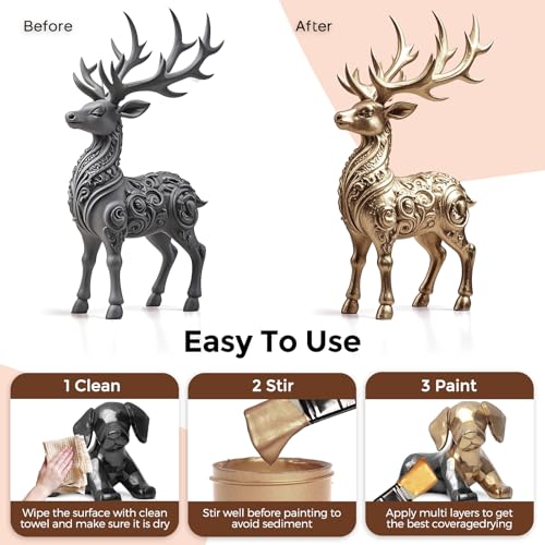 Nicpro Metallic Sahara Gold Acrylic Paint, 33.8oz/1000ml Gold Leaf Paint | Non Toxic Non Fading Craft Paint for Metal, Wood, Craft, Clay, Canvas, Furniture, Art Painting, Handcrafts, Art Supplies - color: Sahara Gold, size: 33.8 Fl Oz (Pack of 1)