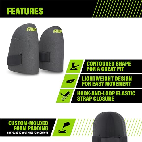 AWP Ultralight Foam Adult Work Knee Pads, 1 Pair, Black - size: 1 Pair
