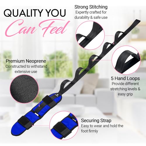 Foot and Calf Stretcher Strap for Physical Therapy and Flexibility - color: Blue