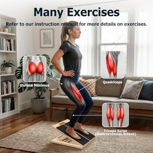 Wooden Slant Board for Calf Stretching, 5 Adjustable Angles, 2684