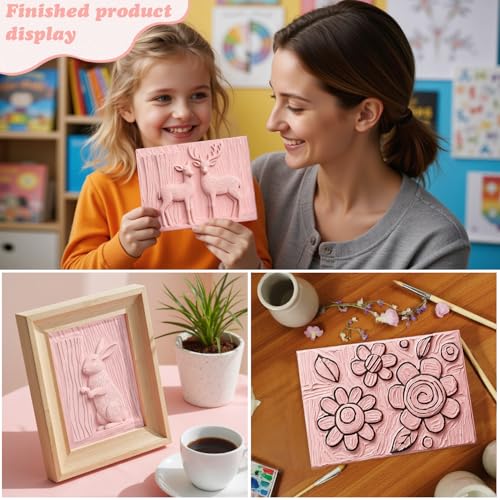 LAMPTOP 47 Pcs Block Printing Linocut Kit DIY Printmaking & Craft Projects | Rubber Stamp Making Set with Rubber Blocks,Carving Tools,Brayer & Ink,Complete Stamp Cutter Set for Beginners, Adults, Women