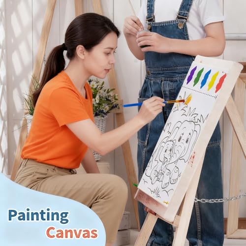 Double-Sided Canvas Painting Kit, 3 Pack 8x10 Inch Canvas Panels with Blank and Pre-Drawn Sides, Acrylic Paints, and Brushes, Versatile DIY Craft Kit for Creative Projects - size: 8"x10"(3-Pack), style: Dual-Sided - Animals
