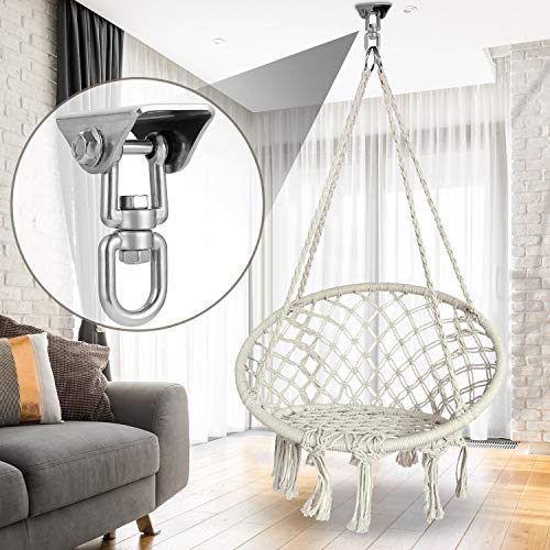 Heavy Duty Stainless Steel Hanging Kit Swing Hangers and Hammock Spring and Swing Swivel Spinner Kglobal Swivel Hook and Locking Snap Hooks for Wooden Sets,tire Swing Swivel, Seat Trapeze Yoga