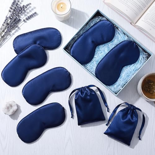 20 Pieces Silk Sleep Mask Eye Mask with Adjustable Strap, Royal Blue - color: Royal Blue