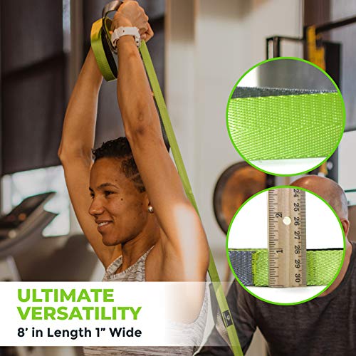 Gradient Fitness Stretching Strap for Physical Therapy, 12 Multi-Loop Stretch Strap 1" W x 8' L, Neoprene Handles, Physical Therapy Equipment, Yoga Straps for Stretching, Leg Stretcher. - color: Green/Grey