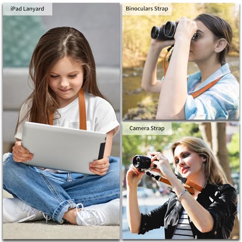 FIEIL Adjustable Shoulder Strap, Nylon Camera Strap, Comfortable Neck Strap for iPad, Cellphone Tablet, Camera, Laptop, Binocular, Luggage Bag (Brown Universal Lanyard) - color: Brown