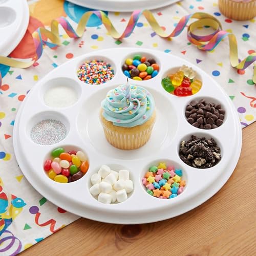 100 Pcs White Round Paint Tray Palettes 5.5 inch Disposable Round Plastic Paint Palette Bulk Watercolor Craft Supplies for Art Class, DIY Craft, Painting Party, Birthday Party - style: Round