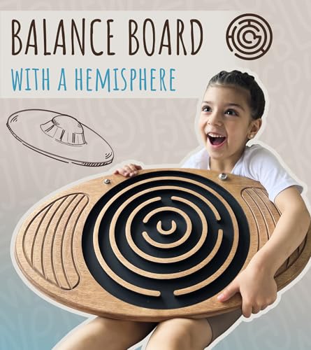 Wooden Balance Board with Labyrinth Maze 23"x14" – Core Strength & Coordination Trainer for Physical Therapy, Fitness & Rehabilitation | Natural Beech Wood, Holds 400 lbs - color: oak-sphere