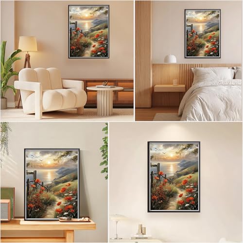 EOBROMD Paint by Numbers Kits for Adults Landscape Seaside, DIY Painting Kits for Adults Beginner, Acrylic Paint Oil by Numbers for Home Decor Gift 16x20inch(Without Frame) - color: 04-Seaside