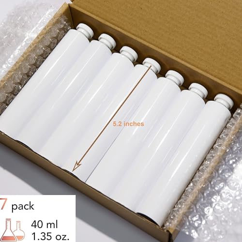 Empty Oil Paint Tube with Needle Cap (40ml, 7 Pack), Unsealed Aluminum Tube for Storing Paints Acrylics, Gouaches, Watercolors, Oils and Other Kinds of Paints