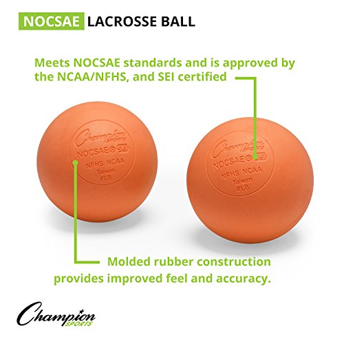 Champion Sports Lacrosse Balls & Rhino Skin® Foam Balls – Official Size Balls for Games, Practice & Training, NCAA, NFHS & SEI Certified, Multiple Colors, Packs & Styles Available - color: Orange, size: 1-Pack