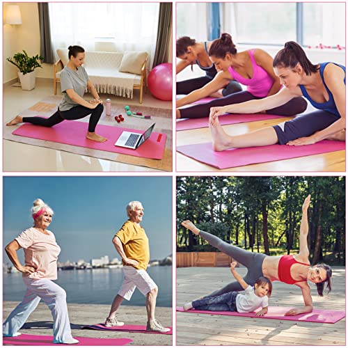 Funtery 3 mm Thin Yoga Mats Bulk, 68 x 24 Inches Lightweight PVC Exercise Mats Non Slip Workout Fitness Pads for Yoga Pilates Stretching Classes Gym Home Studio - color: Rose Red