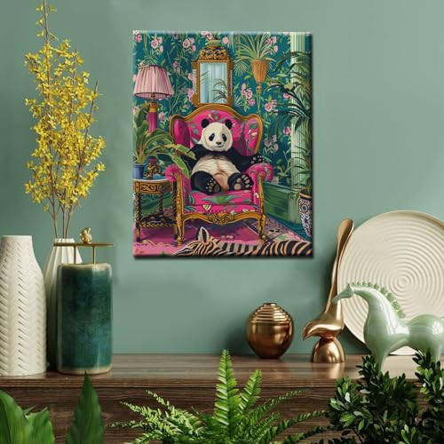 Tucocoo Lovely Panda Paint by Numbers Bohemia Jungle Animal Paint by Numbers Kits for Adult,Boho Botanical Paint by Numbers Kits on Colorful Canvas for Home Wall Decor 16''W x 20''H (Without Framed) - color: Artwork-10, size: 16''x20''(Without Frame)