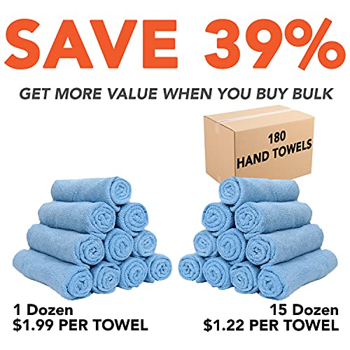 Arkwright Microfiber Gym Towel - (Pack of 12) Soft Lightweight Quick Dry Hotel Quality Hand Towels, Sweat Absorbent, Perfect for Workout, Yoga, Spa, Bathroom, 15 x 24 in, Blue - color: Blue, size: 15 x 24 in. (Pack of 12)