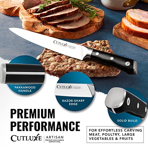 Cutluxe Turkey Carving Knife Set – Carving Fork & Knife for Meat & BBQ | Razor Sharp German Steel, Full Tang Ergonomic Handle – Grilling Gift for Men, Artisan Series - size: 2 Pcs BBQ Knife Set