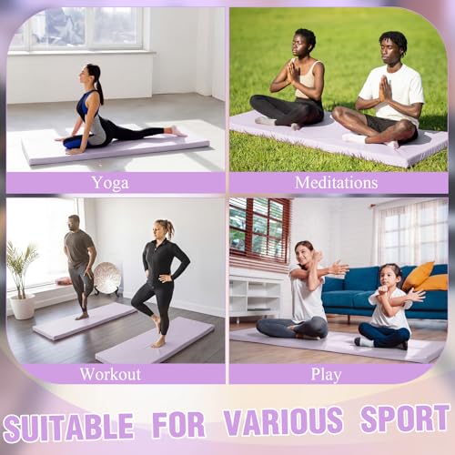 Lyrow 2 Inch Thick Yoga Mat 72x24 with Carry Strap Foam - color: Taro Purple