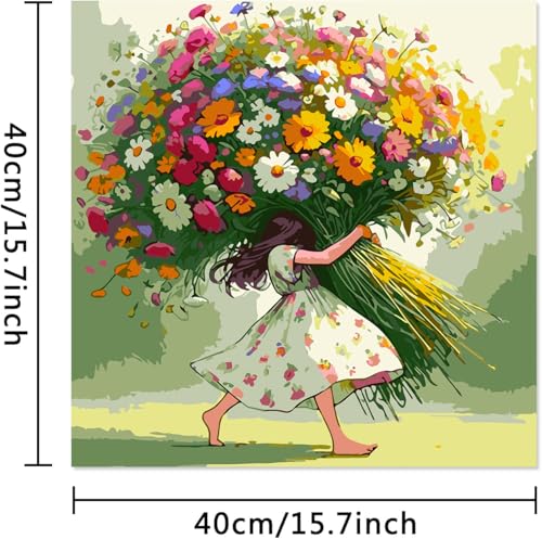 Ekuxom Flowers Paint by Numbers Kit for Adults on Canvas 16x16 Inch | Acrylic Adult Paint by Number Kits-Girl Watercolor Oil Number Painting for Home Decor Gift(Without Frame) - color: Flowers