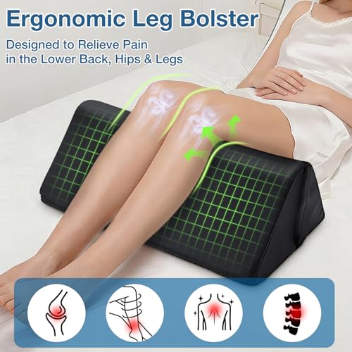 Knee Wedge Pillow for Legs, Under Knee Elevated Pillow for Sleeping on Back | 20 x 12 x 7 inch Triangle Pillow for Legs with Strap Handle, Under Ankles Pain Relief Leg Pillow Bolster for Massage Table - color: Triangle - Black