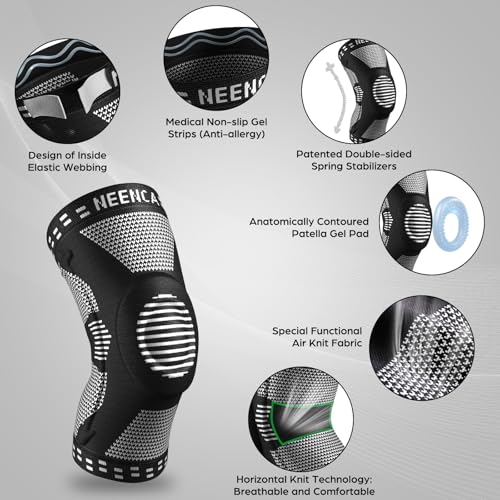 NEENCA Professional Knee Brace, Medical Knee Support for Women & Men Relief - color: Black, size: Large