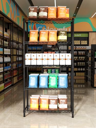 Golpart 5Tier Adjustable Storage Shelves Metal Wire Shelving Standing Shelf - color: Black, size: 5-tier-18"Dx36"Wx72"H