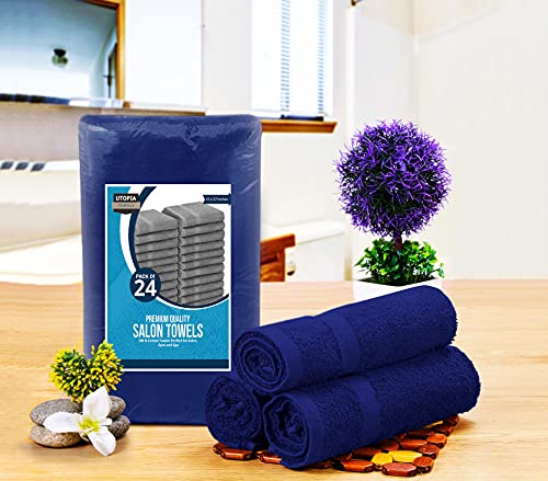 Utopia Towels Salon Towels, Pack of 24, 16x27 in, 100% Cotton, Royal Blue - color: Royal Blue, size: 24 Pack