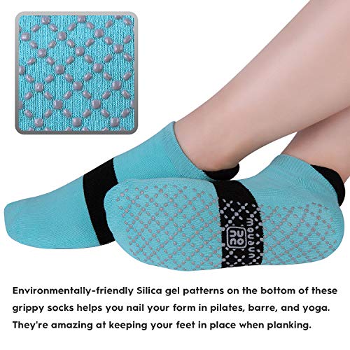 unenow Unisex Non Slip Grip Socks for Yoga Pilates Barre Home & Hospital - color: 4 Pairs-black/Light Grey/Bean Red/Light Blue, size: Medium
