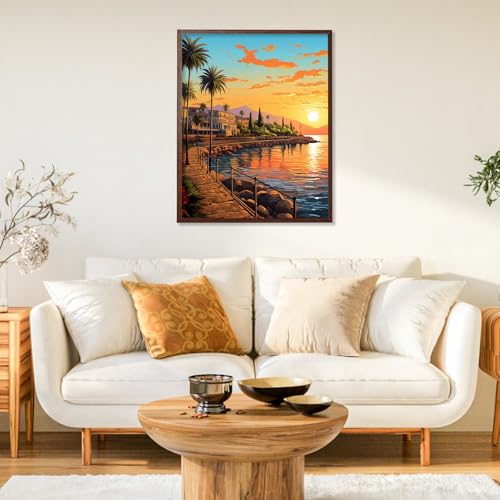 Paint by Numbers Kit for Adults, Sunset DIY Painting Kit, 16x20 Inch | Coastal Paint by Numbers for Adults Beginners, Without Frame, Relaxing Hobby, Scenic Wall Art, Home Decor, Creative Gift - color: CYOP1P03