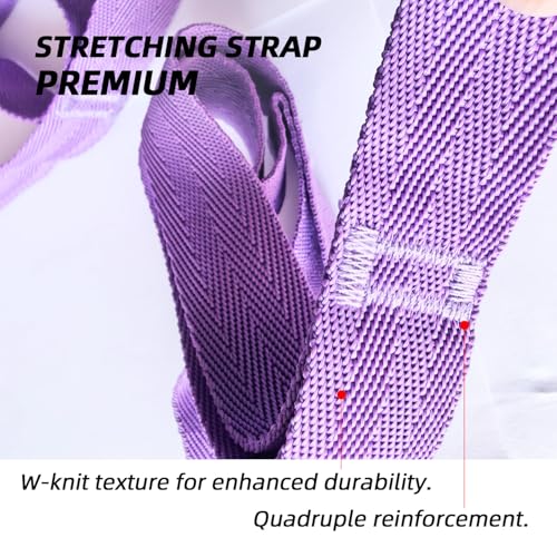 EZYA Stretching Strap with Loops, Non-Elastic Yoga Strap for Physical Therapy & Home Rehab, Mobility Exercise Strap for Pilates, Dance & Gymnastics