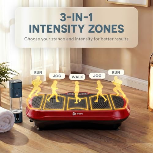 Lifepro Waver Vibration Plate Exercise Machine with 99 Speeds & 10 Presets | Resistance Bands, Non-Slip Surface, 330 lbs Capacity — Vibration Plate for Lymphatic Drainage, Body Toning, Full-Body Workout - color: Red
